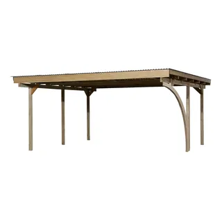 Weka Doppelcarport 616 A 5,00 x 5,00 m braun inkl. Einfahrtsbogen