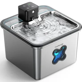 FEELNEEDY Katzenbrunnen Kabellos 3.2L, Trinkbrunnen für Katze Edelstahl 4000mAh Akku, Wasserbrunnen für Katzen mit Bewegungsmelder, Spülmaschinenfester