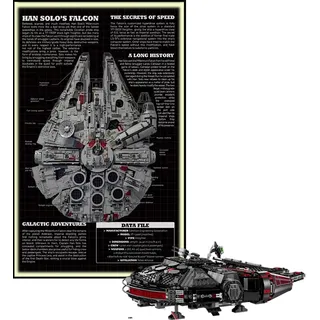 Display Wandboard für Lego 75257/75389 Millennium Falcon - Wandhalterung Display Ständer Kunst Wandhalterung Rahmen für Millennium Falcon Bauset - 50 x 80 cm (Lichtleiste USB Typ A)
