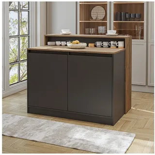 roomart Kücheninsel Cortado – Küchentisch & Bartisch, BHT: 120 x 100 x 80 cm – Platzsparend & Modern für Küche & Esszimmer (Anthrazit-Eiche)