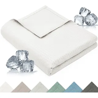 Blumtal Kühldecke 150x200 cm - Bambus Sommerdecke für Sofa & Bett, atmungsaktiv & kühlend – ideal als Reisedecke- Naturbelassen - Naturbelassen