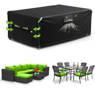 UIRWAY Abdeckung für Gartenmöbel, 150 x 90 x 74 cm, Wasserdicht Loungemöbel 420D Oxford Gewebe Abdeckhauben für Möbelsets, Schutzhülle Gartenmöbel mit Belüftungsöffnungen und reflektierenden Streifen