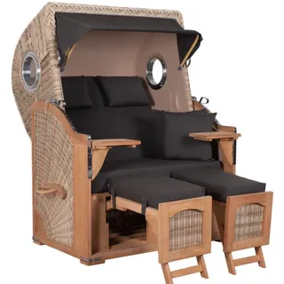 Strandkorb Düne Bullauge Teak PE Shell Dessin 548)