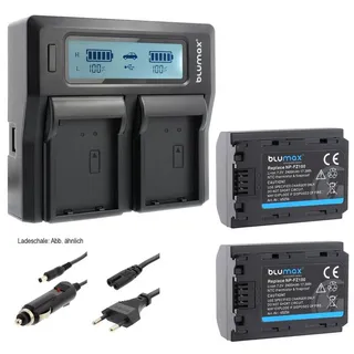 Blumax Set mit Lader für Sony NP-FZ100 Alpha 7C 9 A9 II 9S A7 2400 mAh Kamera-Akku