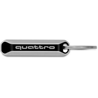 Audi Collection Audi 3182100500 Schlüsselanhänger quattro Logo Keyring, schwarz/silber, 62 x 14,5 x 8 mm