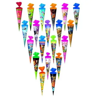 Livepac Office Livepac-Office 20x Schultüte/Zuckertüte/Länge: 35cm / rund / 20 verschiedene Motive