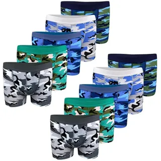 LOREZA 10er Set Boxershorts Camouflage - Bunt | Gr.: 152/158