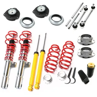 TA Technix Gewindefahrwerk + 4 Domlager, Koppelstangen, Staubschutz - VW GOLF 6