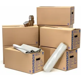 Kk Verpackungen - Umzugsset 1-2 Zimmer Wohnung Umzugskartons Packseide Luftpolsterfolie Klebeband