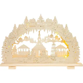 SIKORA LB38 LED Holz Schwibbogen SEIFFENER Weihnachtsmarkt 57cm Inclusive Trafo