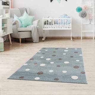 jimri Kinderteppich DOTS l Pünktchen Gepunktet l Öko-Tex Siegel | Farbe: Beige Blau Rosa | Kinderzimmer/Jugendzimmer (Mint, 80x150 cm)