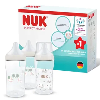 NUK Perfect Match Babyflasche 260 ml Transparent, Weiß, Beige, Hellgrün Polypropylen PP