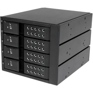 Startech StarTech.com 4-fach 3,5" trägerloser SATA Festplatten Aluminium Wechselrahmen / Backplane, Schwarz, Aluminium, 1 Lüfter, 7 cm, 6 Gbit/s, Aktivit...
