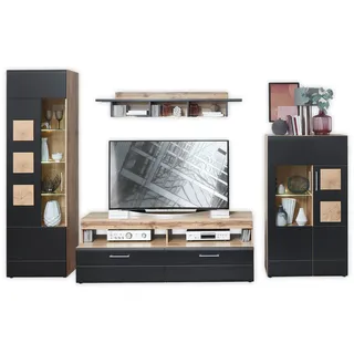 Innostyle Wohnwand Sonate Lack Schwarz