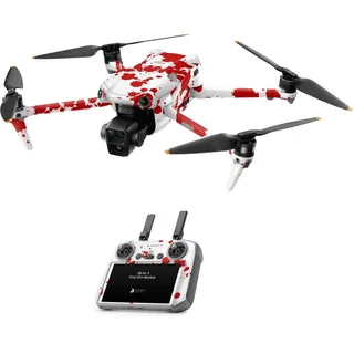 Skins4u Skin Sticker Set kompatibel mit DJI Air 3 Skins Drohnen Aufkleber RC2 Controller, Akku Wrap Schutzfolie Zubehör (Blood)