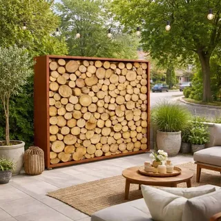 Estexo Brennholzregal 200 x 200 x 38 cm Braun