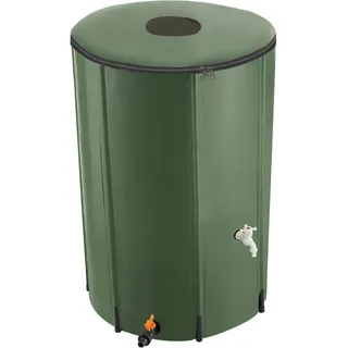 Tectake tectake® Regentonne, mit Hahn und Überlaufschutz, wetterbeständig, Oberseite abnehmbar