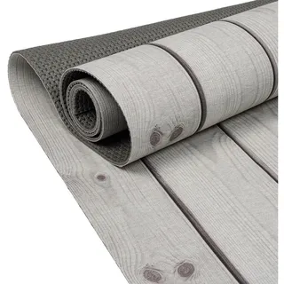 ANRO Küchenläufer Teppich Läufer Küchenteppich Flur Läufer Küche awaschbar pflegeleicht Holz Diele Grau 100x65cm