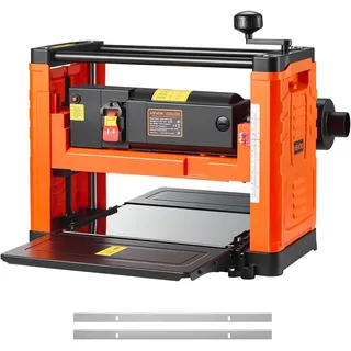 Vevor Dickenhobel, Zwei-Blatt, 330 mm breiter Arbeitstisch, Hobelmaschine, 1800 W, Hobel, 23500 U/min, Doppelrollen, Überrollschutz, Holzbearbeitung mit Einzelgeschwindigkeit, für Hart- & Weichholz