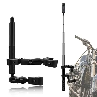 Motorrad Halterung Bausatz mit 47" Unsichtbar Selfie Stick Kompatibel für Insta 360 X5 X4 X3 X2 GO3,Osmo Nano 360 Heavy-Duty Doppelt Klemme Kamera Fahrrad ATV Halterung Kompatibel für Gopro 13-3