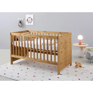 OTTO home Babybett "Indra, Schlupfsprossen, 4-fach verstellbare Liegehöhe", beige (natur), B:75cm H:88cm L:145cm T:145cm, Massivholz, Babybetten, FSC zertifiziertes Massivholz, Landhausstil mit tollen Details