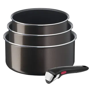 Tefal Ingenio L1509102 Stieltopf-Set, 3-teilig, 16/18/20 cm (1,5/2,1/3 L), abnehmbarer Griff, nicht Induktion, Antihaftbeschichtung, stapelbar, spülmaschinengeeignet, Easy Plus