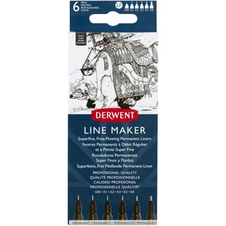 Derwent Line Maker Fineliner-Set schwarz, 6 St.
