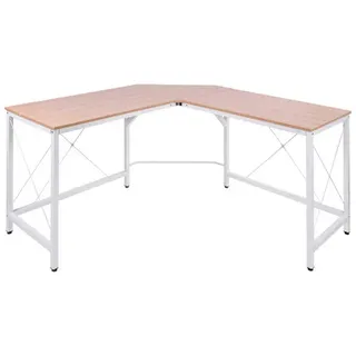 Homcom Computertisch L-Form Eckschreibtisch Winkelschreibtisch Natur Schwarz - weiss