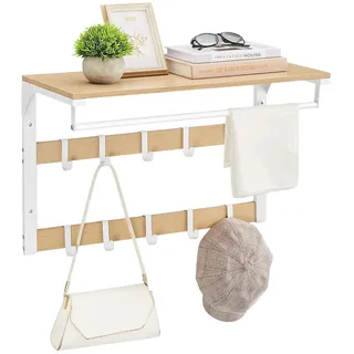 VASAGLE Wandgarderobe 65 x 42 x 30 cm Weiß/Eiche