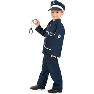 FRIES Polizist Petersen blau 2tlg mit Mütze Polizei Kinder Kostüm Gr. 116