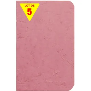 Clairefontaine 5x Age Bag, Notizheft 9x14 cm, 48 Blatt blanko 90g Antikrosa 734106C