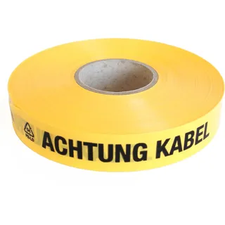 Trassenwarnband Achtung Kabel 75m Trassenband Warnband Trassierband Erdkabel 40mm breit 0,15mm stark schwarz gelb kurz