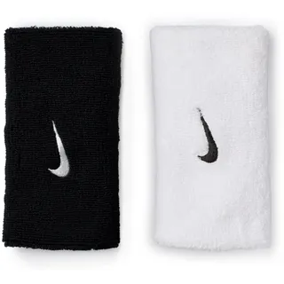 Nike Swoosh Classic Doublewide Wristbands 2er Pack Schweißbänder Tennis Fitness Running Handgelenkbänder breit, Black/White/Black,