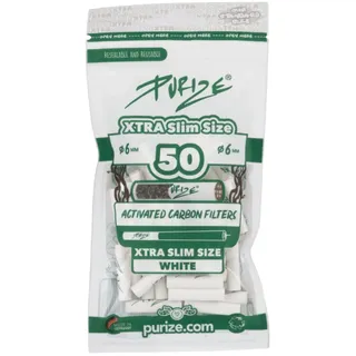 50 Stück XTRA Slim Aktivkohlefilter im Beutel Ø 5,9 mm - Weiß