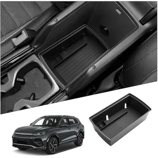 WEIPIN Mittelkonsole Aufbewahrungsbox für VW Tiguan III 2024-2026 Armlehnen Organizer Handschuhfach Hochwertige ABS Auto Ablage Universell für VW Tiguan 3 Zubehör