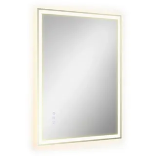 Songmics Wandspiegel Berit in Weiß, Metall, Kunststoff, Glas, rechteckig, 50.7x70.7x2.4 cm Verzierungen, Antibeschlag, Badezimmer, Badezimmerspiegel, Badspiegel