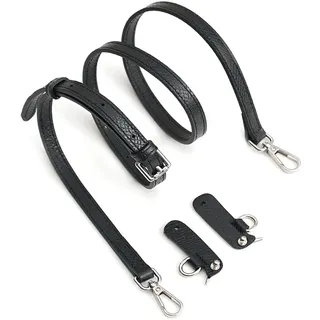Schulterriemen aus Leder für Longchamp Mini Taschen, Oberste Schicht Rindsleder Schultergurt für Le pliage XS Pochette Tasche mit Umrüstsatz-Ersatz(schwarz)