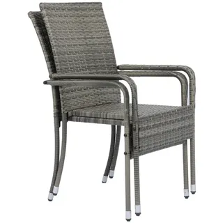 Juskys Yoro Rattanstuhl Grau meliert 2 St.
