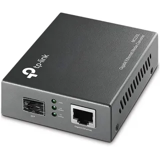 TP-Link MC220L Gigabit-Ethernet-Medienkonverter (802.3ab, 802.3z, Hot-Swap, bis zu 0,55 Km für Multimode-Faser und 10 Km für Singlemode-Faser) schwarz metallic, 1000Mbit/s