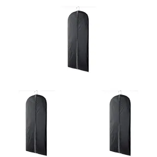Compactor - Lange Kleiderschutzhülle Größe L zum Aufhängen - Schutz für Anzug, Mantel, Kleid - Atmungsaktiver schwarzer Stoff mit Reißverschluss - Für Kleiderschrank und Garderobe (Packung mit 3)