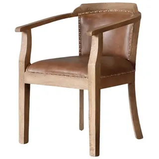 baario Polsterstuhl Esszimmerstuhl HARRISON Vintage, Leder Massivholz mit Armlehne Design braun