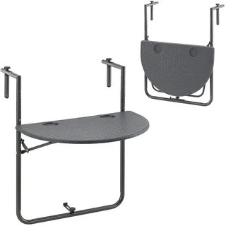 [en.casa] Balkonhängetisch Cicala 84 x 60 x 64 cm Dunkelgrau
