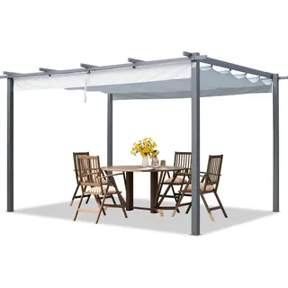 TOOLPORT Primeyard Pergola 3 x 4 m mit grauem Schiebedach Stahlrahmen