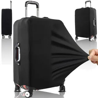Hochelastische Reise-Koffer Abdeckung | Kofferschutzhülle & Kofferbezug | Gepäckschutz für Mittelgröße Koffer | bis 43x62x27 cm | Schwarz | Retoo - Schwarz