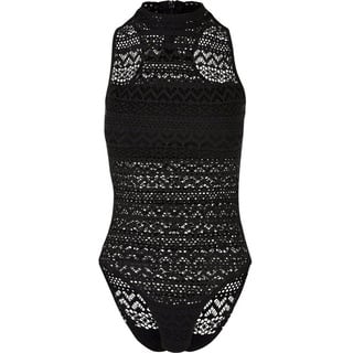 URBAN CLASSICS Body Urban Classics Damen Ladies Crochet Jersey Turtleneck Body schwarz 3XL