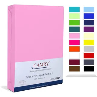 Camry Spannbettlaken Jersey-Baumwolle 90 x 200 - 100 x 200 cm rosa