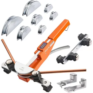 Vevor Rohrbiegegerät, 6-22 mm, Biegemaschine bis 90°, Vorwärts-/Rückwärts-Handbiegewerkzeug, Rohrbieger mit 7 Aluminiumlegierungs-Biegebacken, für Kupferrohre in der Klima- & Kältetechnik