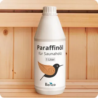 BERICO Holzöl für Saunaholz - 1 Liter Paraffinöl - Geruchlos - Natürliches Pflegeöl zum Schutz von Holzoberflächen in der Sauna