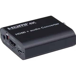 PremiumCord HDMI 4K Audio Extractor mit Audiotrennung auf Stereoklinke, SPDIF Toslink, RCA Cinch, Farbe Schwarz