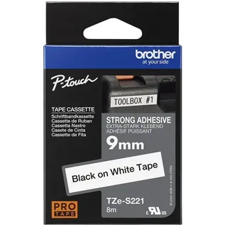 Brother TZe-S221 schwarz auf weiß 0,9cm x 8m